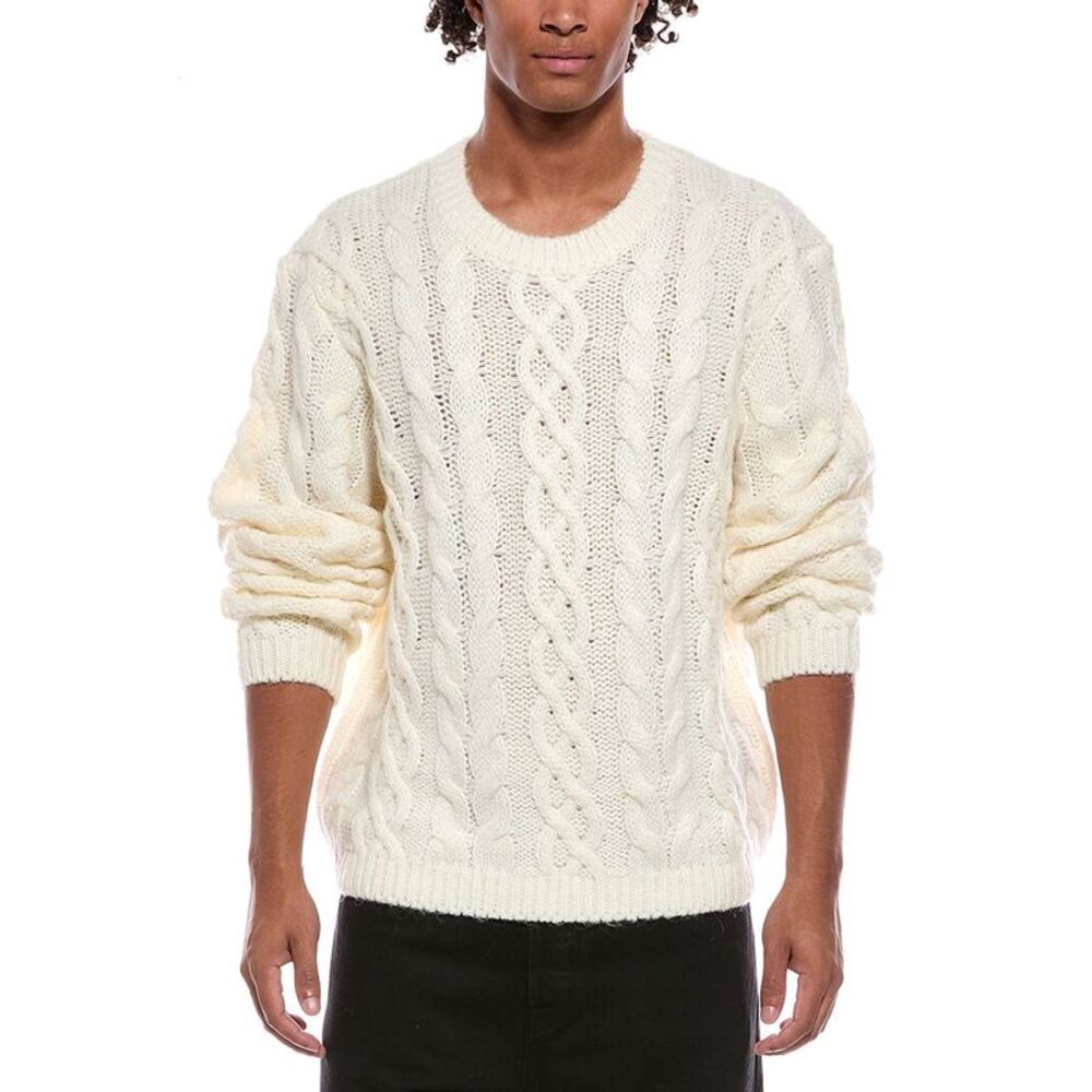 Rta Mens  Ethan Wool-Blend Crewneck Sweater, White